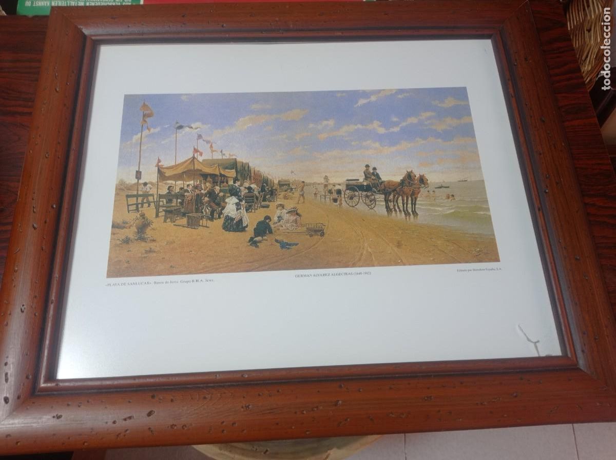Vintage: cuadro l&aacute;mina muy bien enmarcada marco de madera 43x52