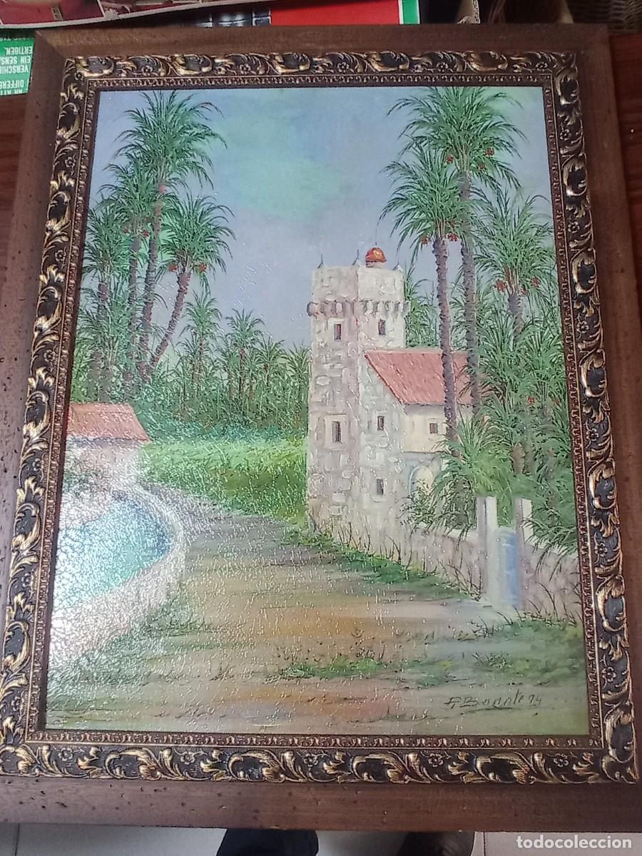 Vintage: cuadro l&aacute;mina Elche muy bien enmarcado, el marco de madera 38x48