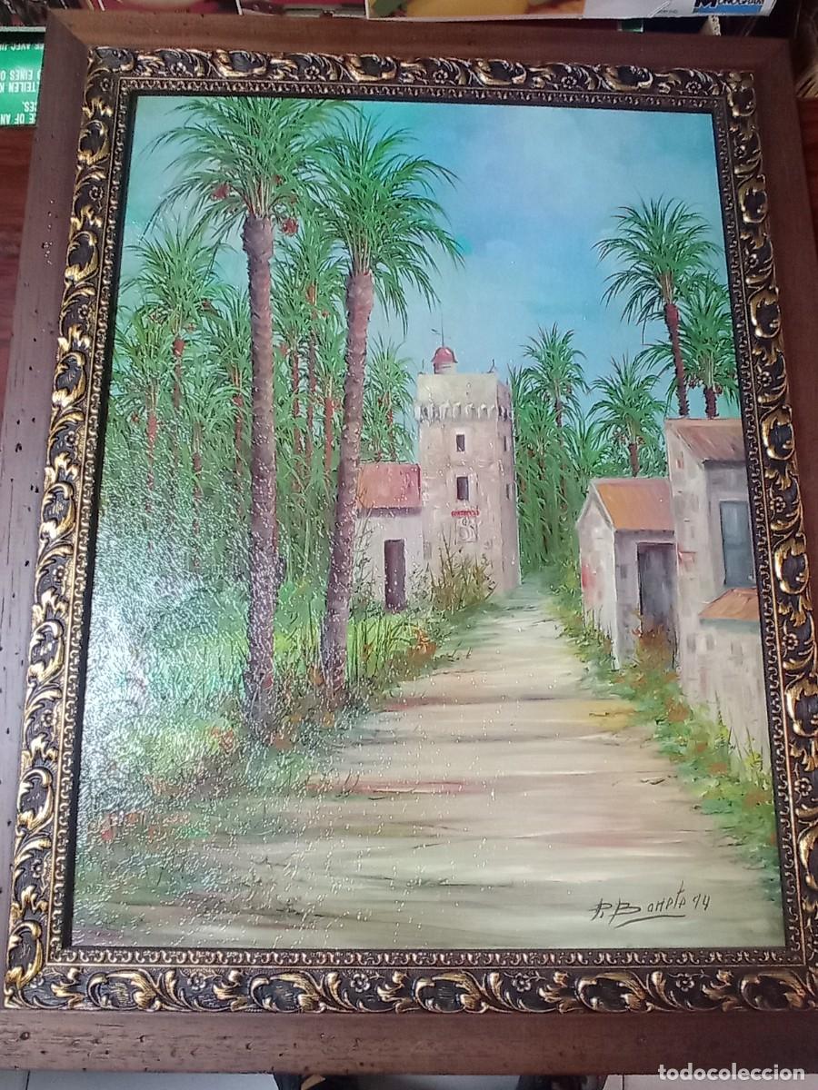 Vintage: cuadro l&aacute;mina Elche muy bien enmarcado, el marco de madera 38x48