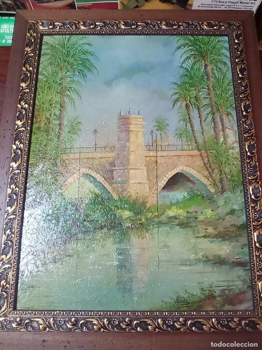 Vintage: cuadro l&aacute;mina Elche muy bien enmarcado, el marco de madera 38x48