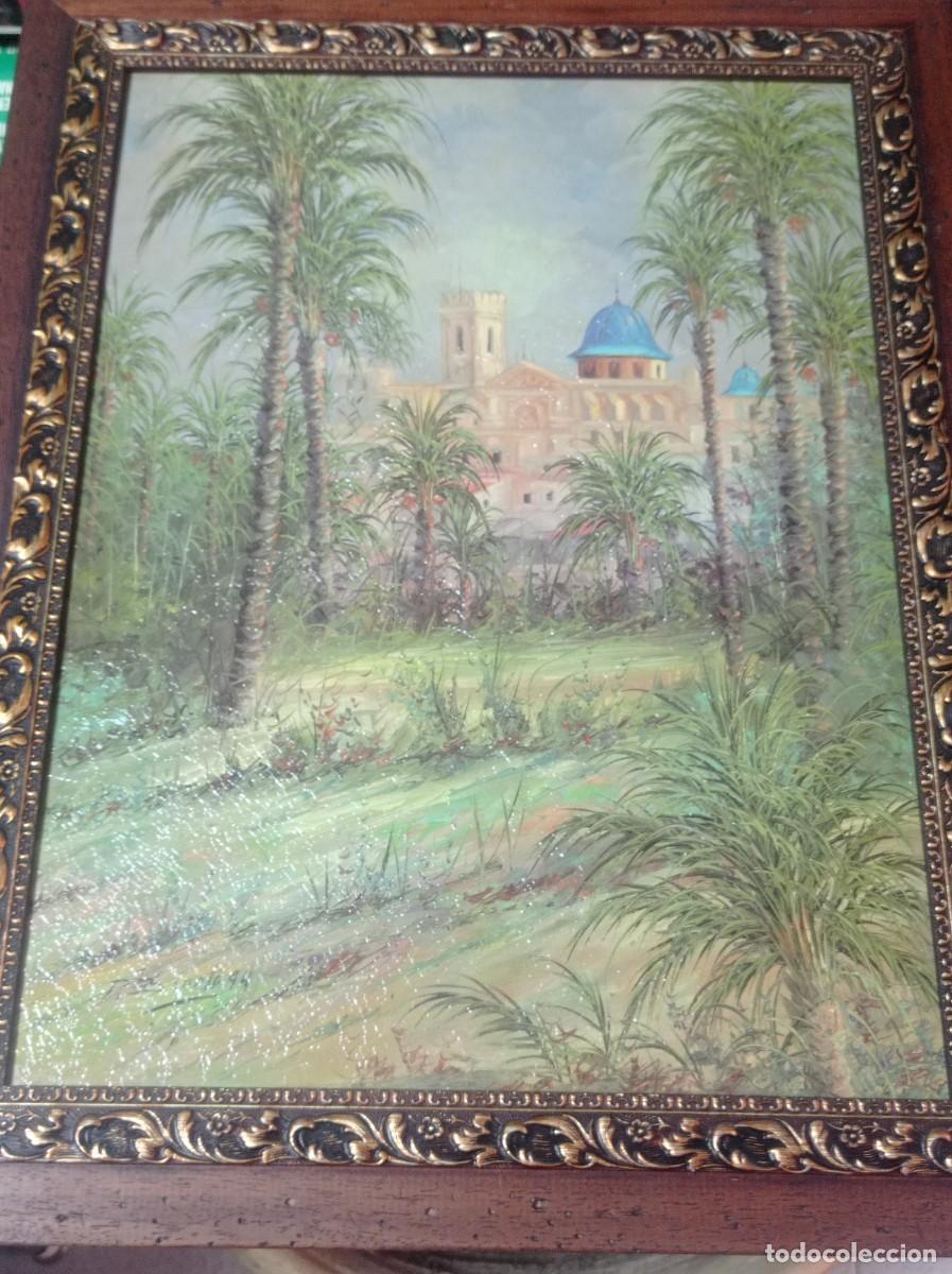 Vintage: cuadro l&aacute;mina Elche muy bien enmarcado, el marco de madera 38x48