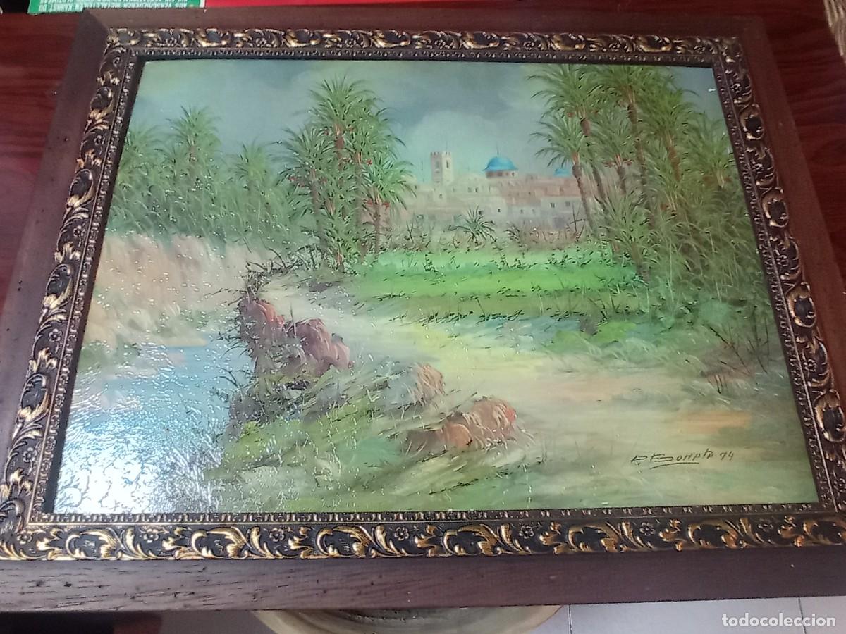 Vintage: cuadro l&aacute;mina Elche muy bien enmarcado, el marco de madera 38x48