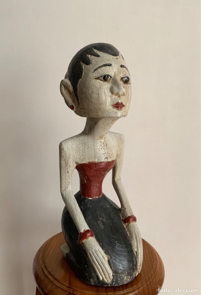 Vintage: PAREJA INDONESIA, TALLADA EN MADERA - Foto 7