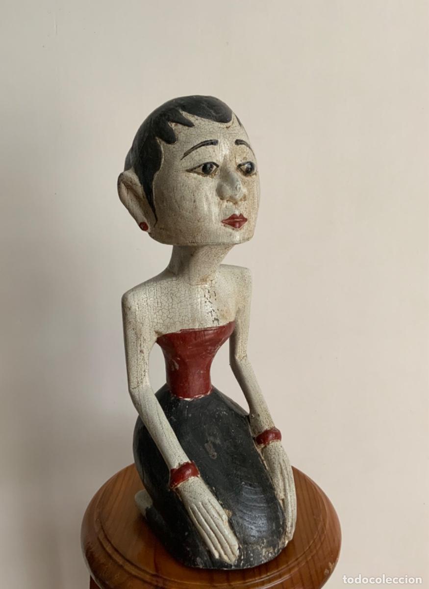 Vintage: PAREJA INDONESIA, TALLADA EN MADERA - Foto 11
