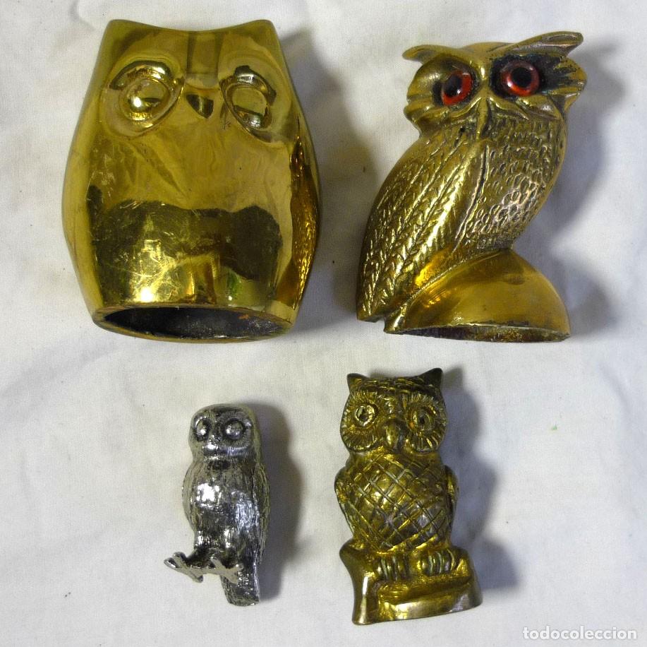 Vintage: 4 buhos en bronce y alpaca - Foto 1