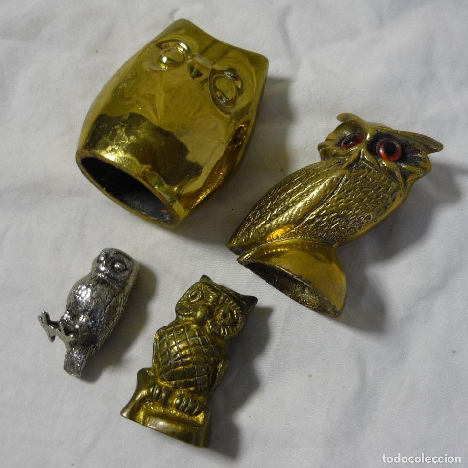 Vintage: 4 buhos en bronce y alpaca - Foto 2