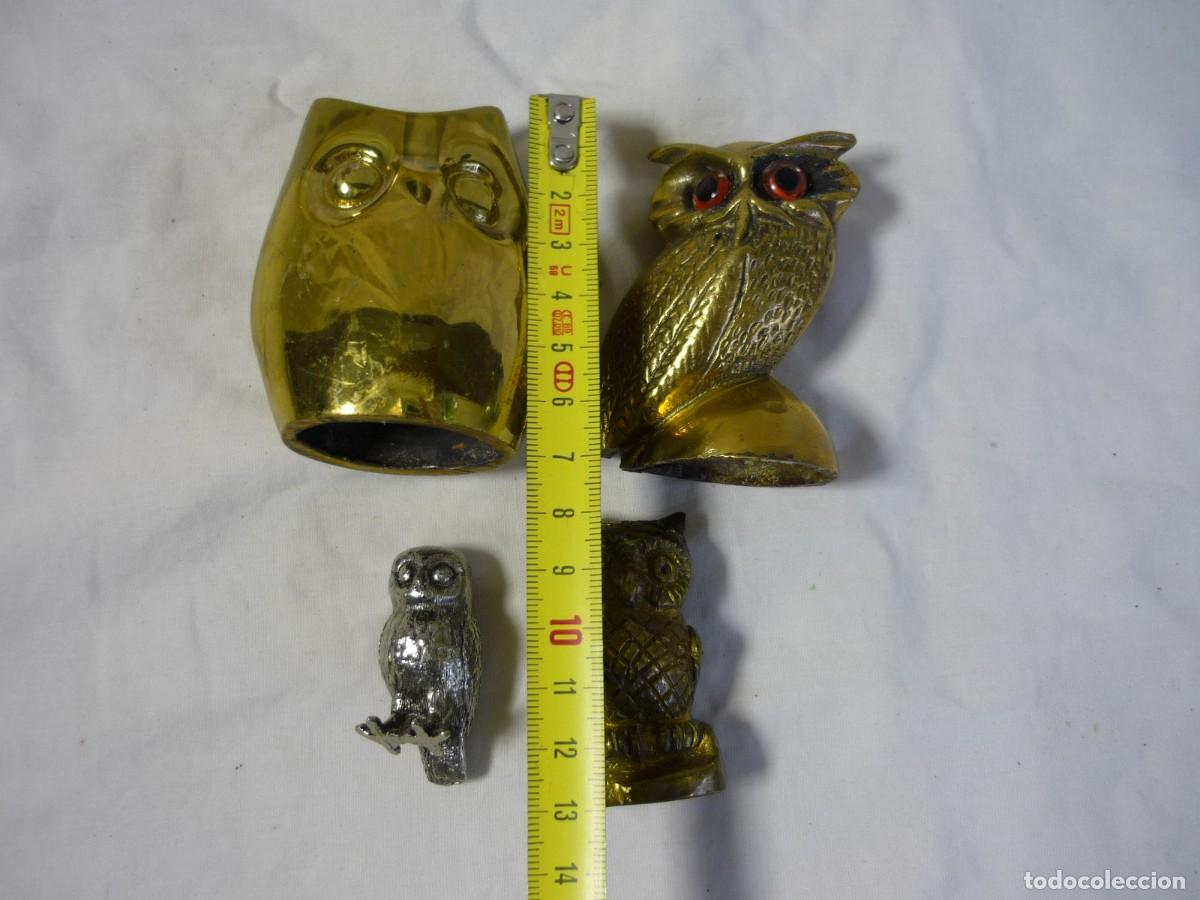 Vintage: 4 buhos en bronce y alpaca - Foto 3