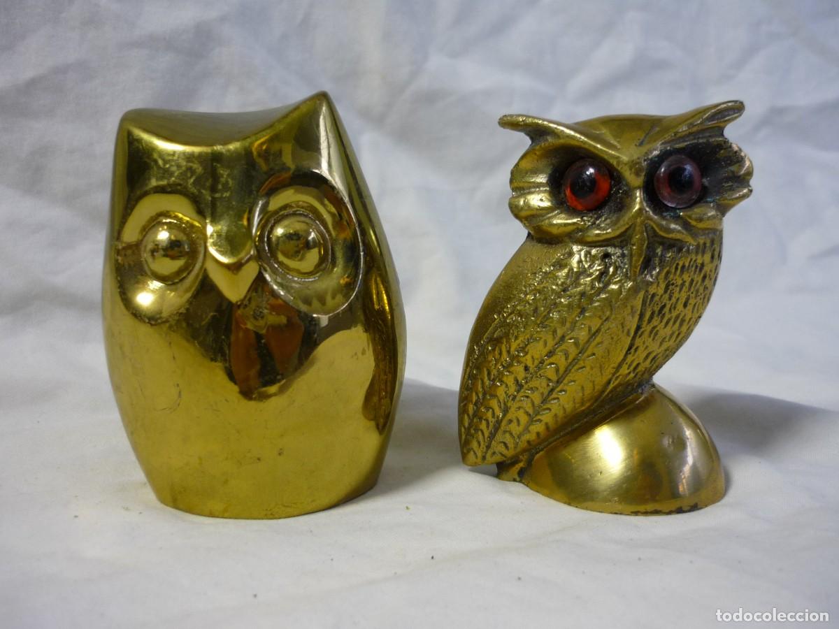 Vintage: 4 buhos en bronce y alpaca - Foto 4