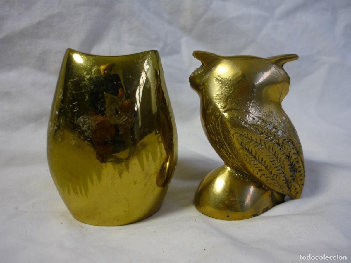Vintage: 4 buhos en bronce y alpaca - Foto 6