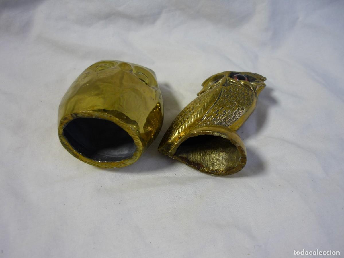 Vintage: 4 buhos en bronce y alpaca - Foto 9