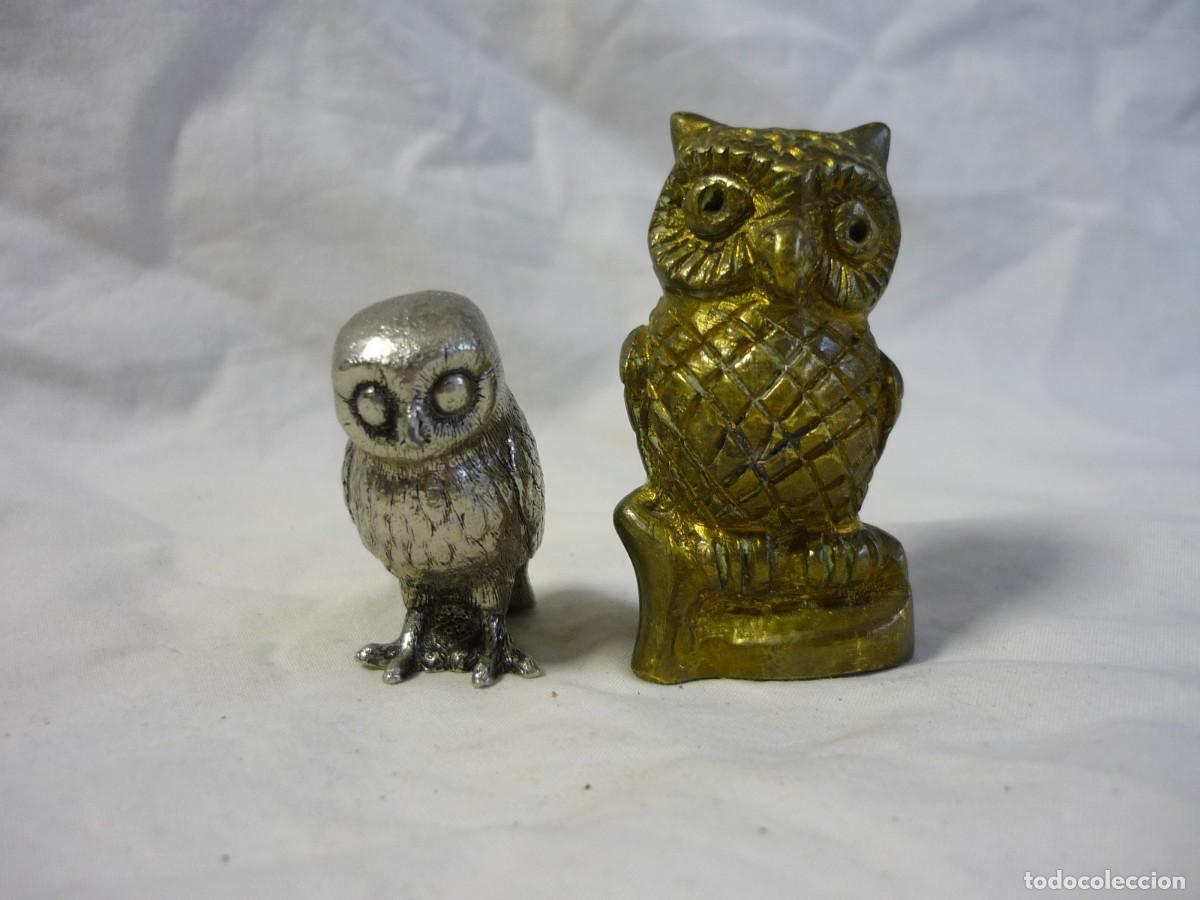 Vintage: 4 buhos en bronce y alpaca - Foto 10