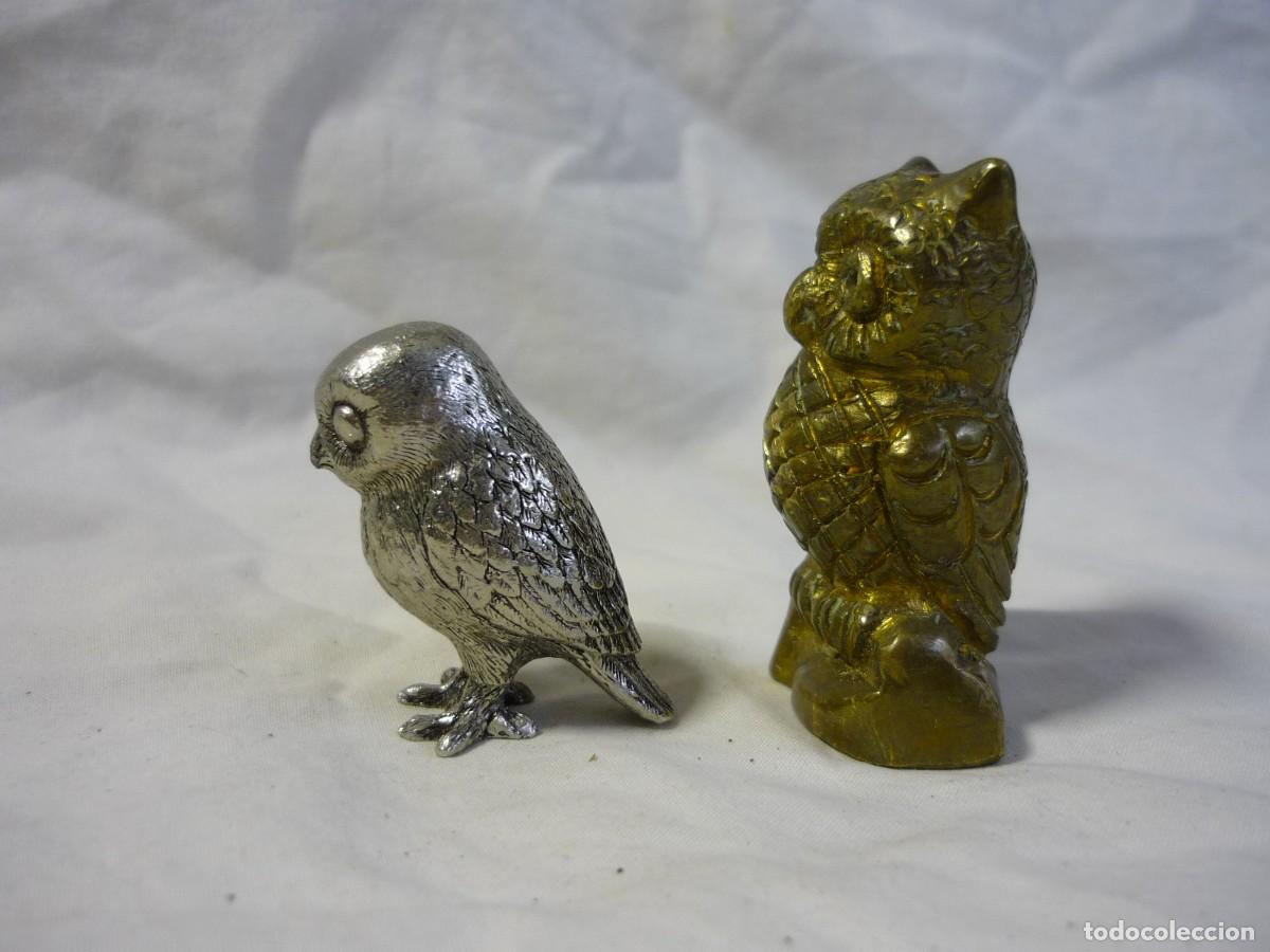 Vintage: 4 buhos en bronce y alpaca - Foto 11