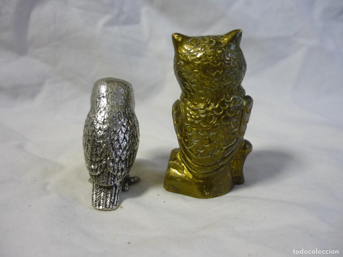 Vintage: 4 buhos en bronce y alpaca - Foto 12