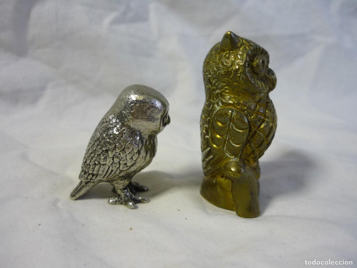 Vintage: 4 buhos en bronce y alpaca - Foto 13