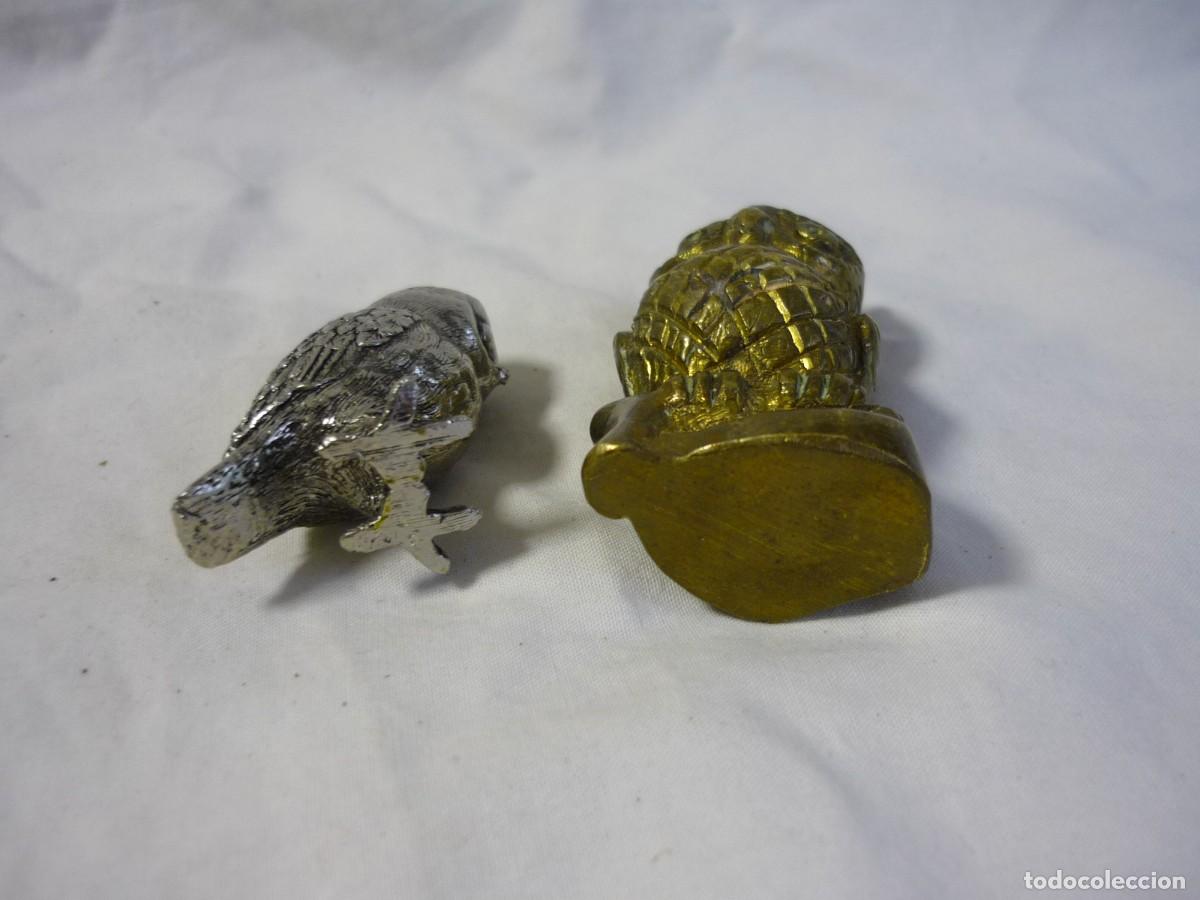 Vintage: 4 buhos en bronce y alpaca - Foto 14