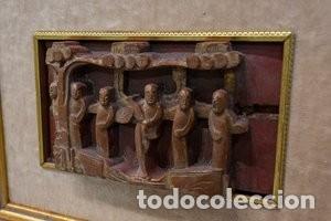 Vintage: Panel de laca China en altorrelieve. vintage