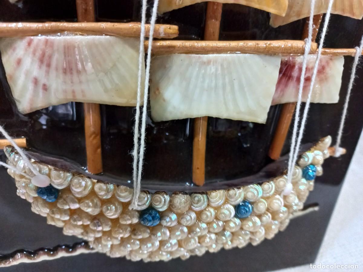 Vintage: CUADRO &uml;CONCHAS&uml; barco g. - Foto 8