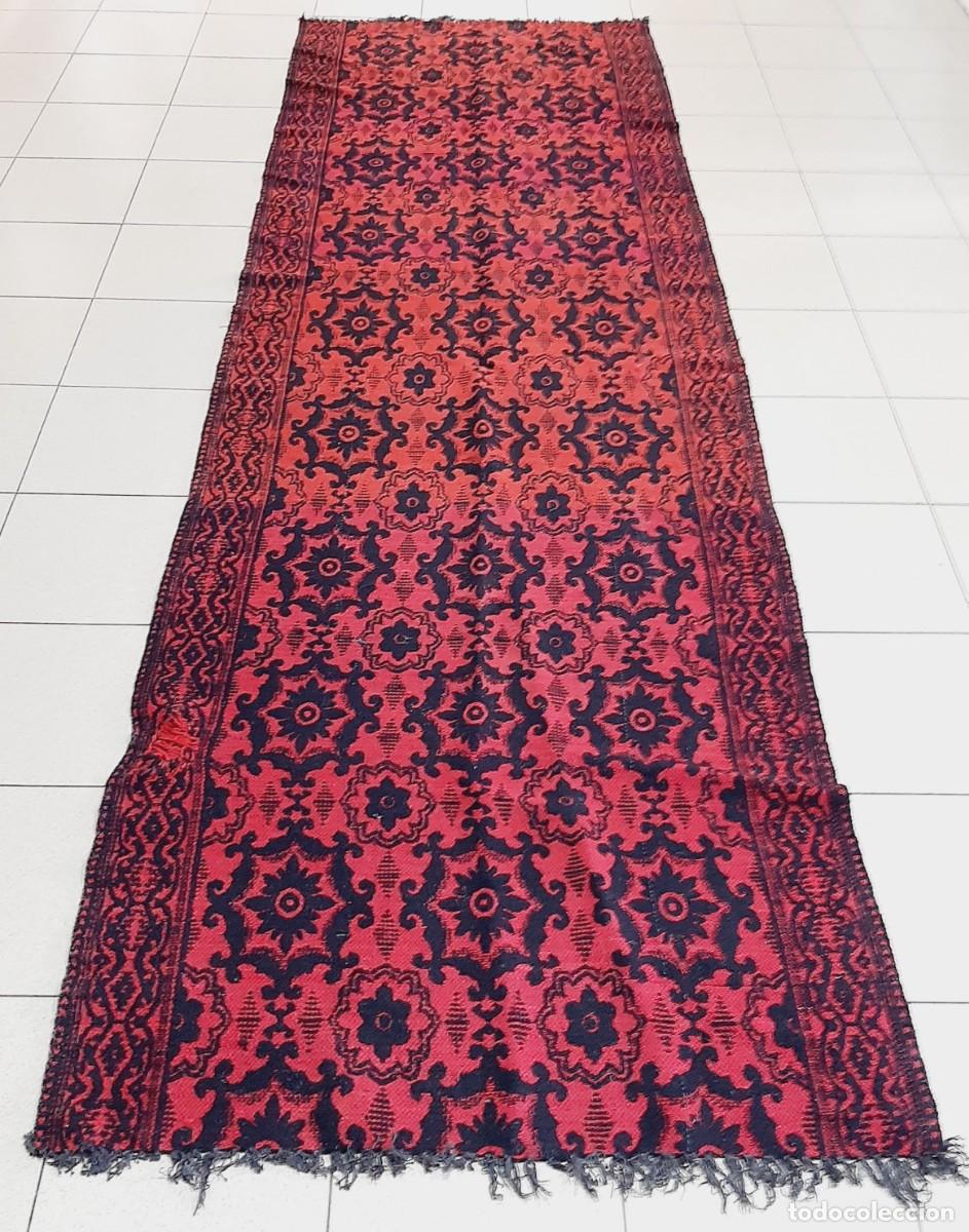 Vintage: Alfombra de corredor vintage, alfombra larga negra y roja (1.1)