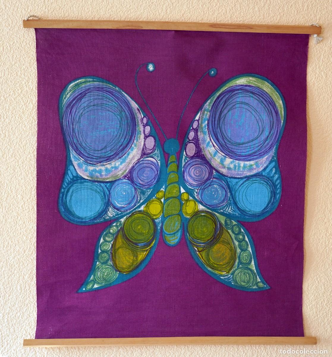 Vintage: Cuadro de tela pintado a mano a&ntilde;os 70