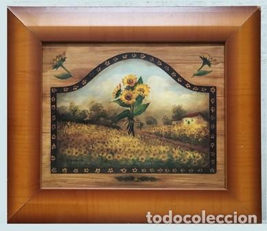 Vintage: CUADRO LAMINA DECORATIVA ENMARCADA MOTIVO FLORAL - CUADRO-650