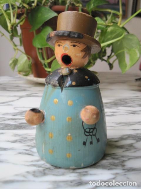 Vintage: ANTIGUA FIGURA DE MADERA - QUEMADOR CONO DE INCIENSO - FUMADOR - SERENO - ALEMANIA
