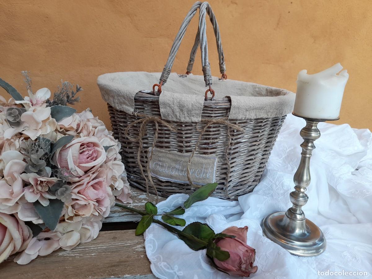 Vintage: cesta de mimbre con forro - Foto 1