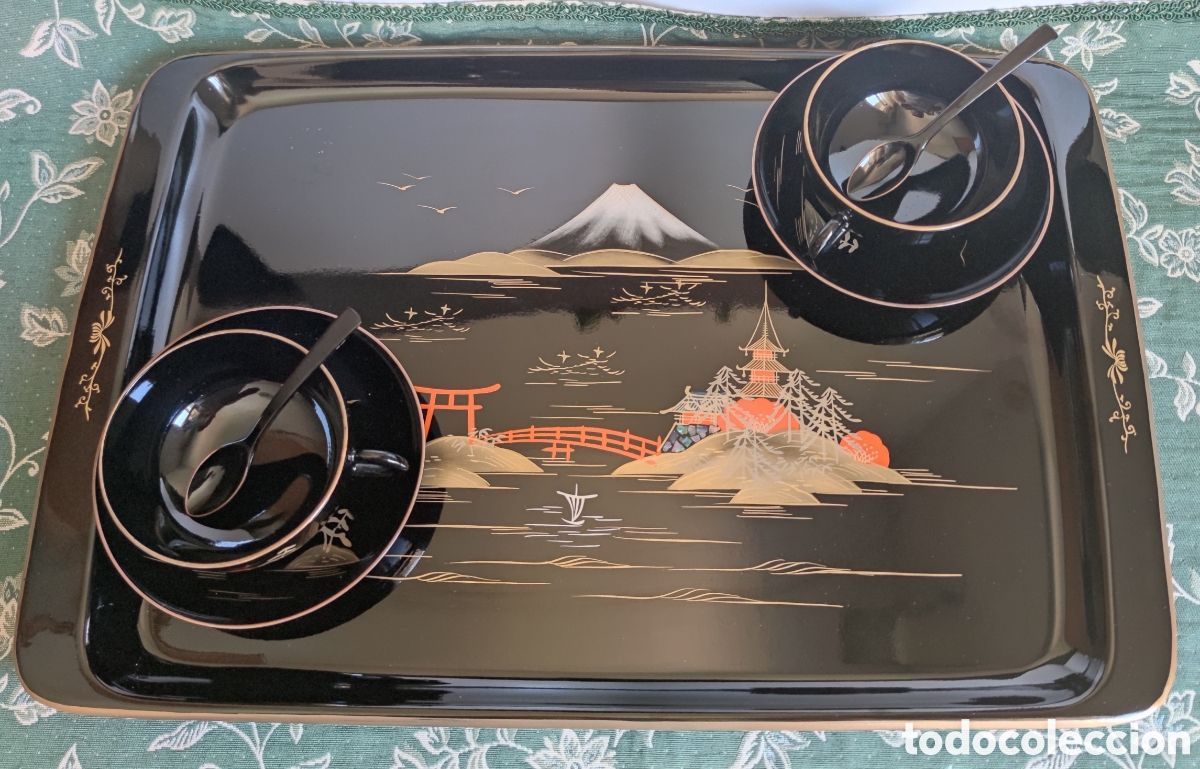 Vintage: Juego de caf&eacute; laca china negro - Foto 3