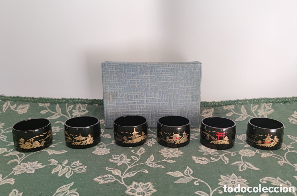 Vintage: Servilleteros laca china negra 2
