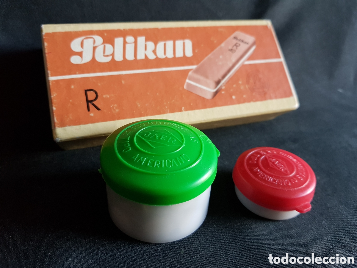 Vintage: CAJA PARA 20 GOMAS DE BORRAR PELIKAN R 40 PRECINTADA + 2 BOTES CHINCHETAS JAER
