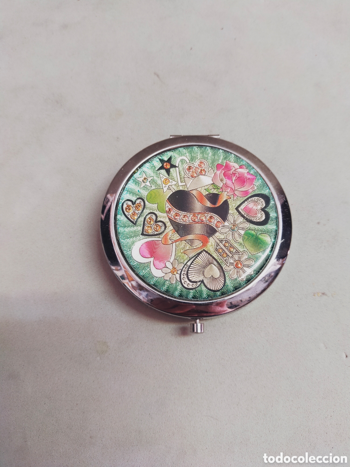 Vintage: PASTILLERO EN METAL. COMPARTIMENTADO. CON ESPEJO