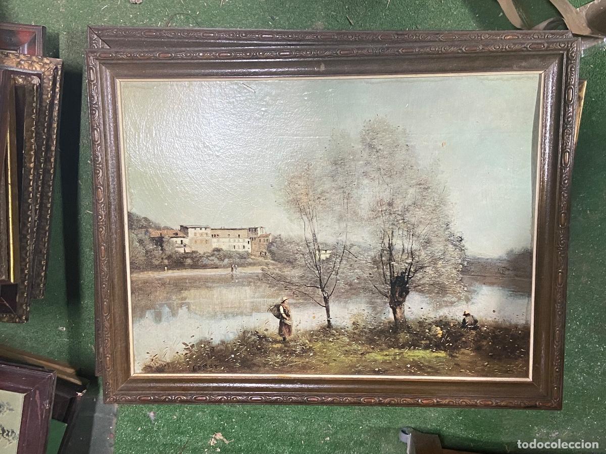Vintage: PINTURA SOBRE MADERA CON MARCO, BOSQUE - MEDIDAS: 70 X 54 CM MARCO MADERA MUY ANTIGUO