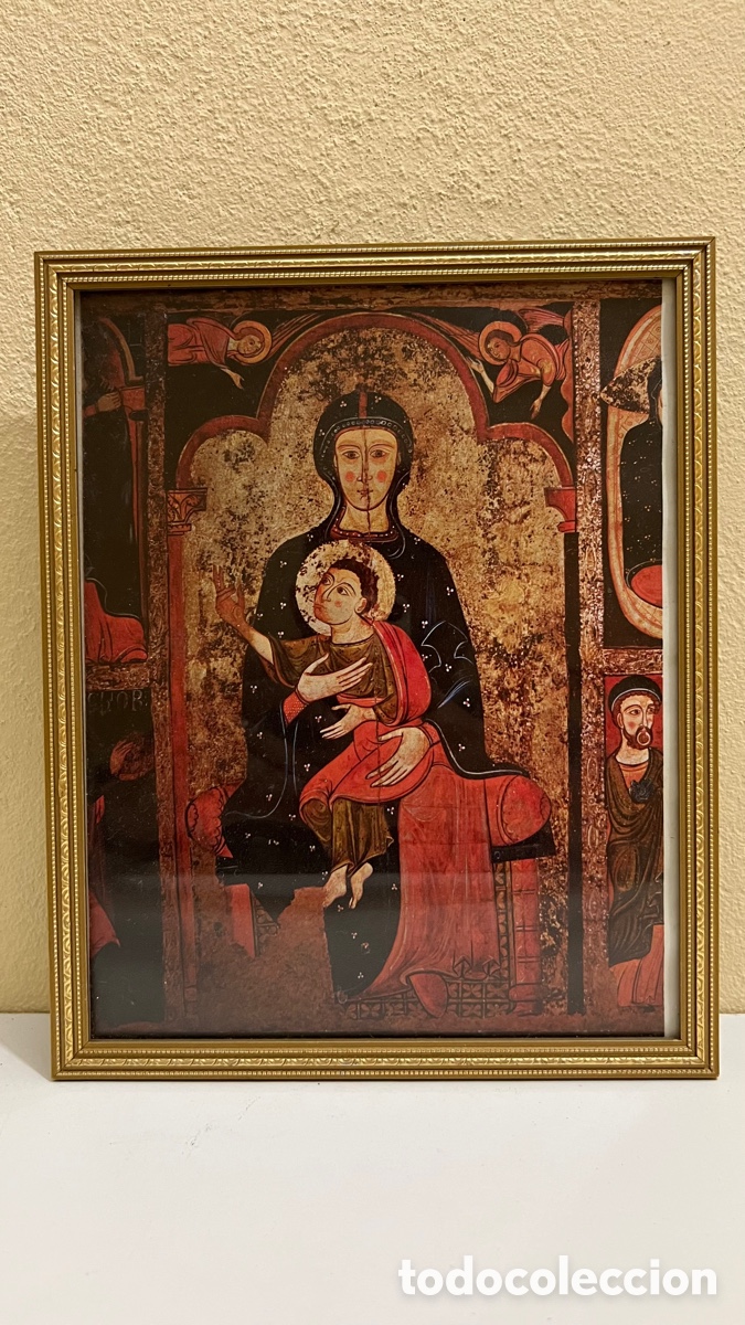 Vintage: ANTIGUO CUADRO RELIGIOSO CON MARCO DORADO