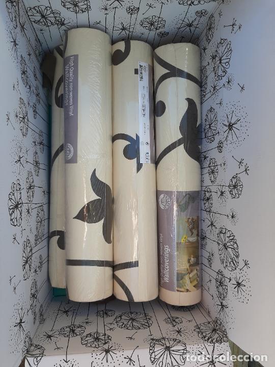 Vintage: 6 ROLLOS DE PAPEL PINTADO VINTAGE BN Wallcoverings (COLOR VAINILLA/marfil - CHOCOLATE)