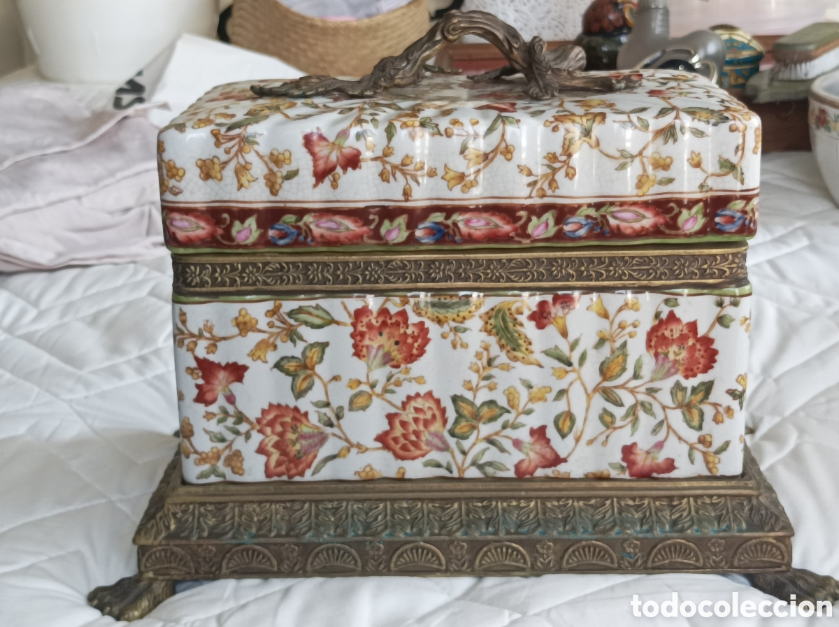 Vintage: CAJA GRANDE PORCELANA Y BRONCE - Foto 6