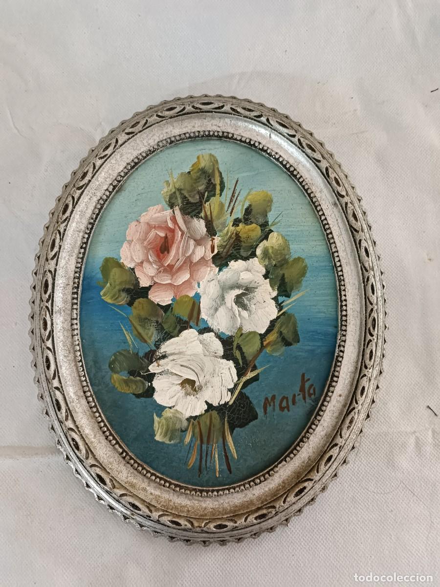 Vintage: Cuadro de flores en &oacute;leo