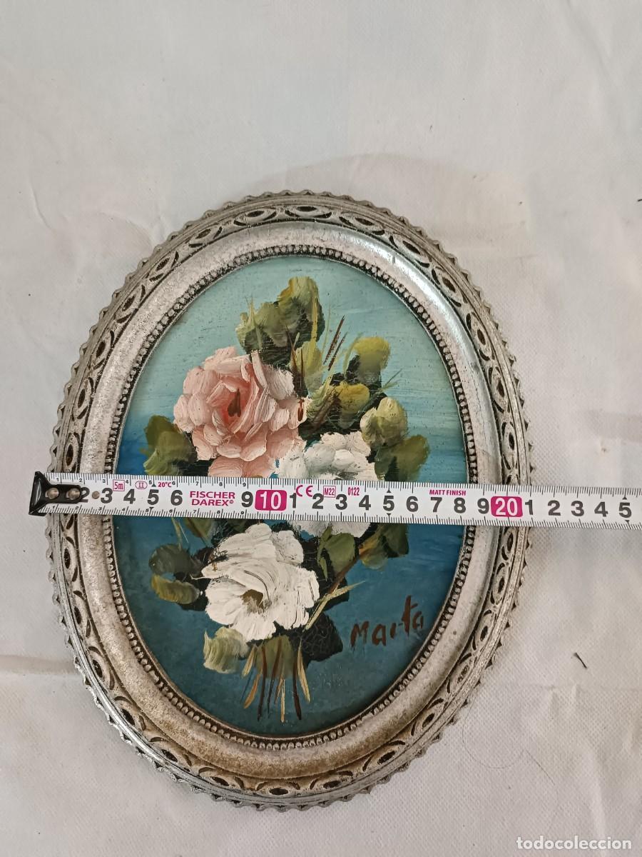 Vintage: Cuadro de flores en &oacute;leo - Foto 3