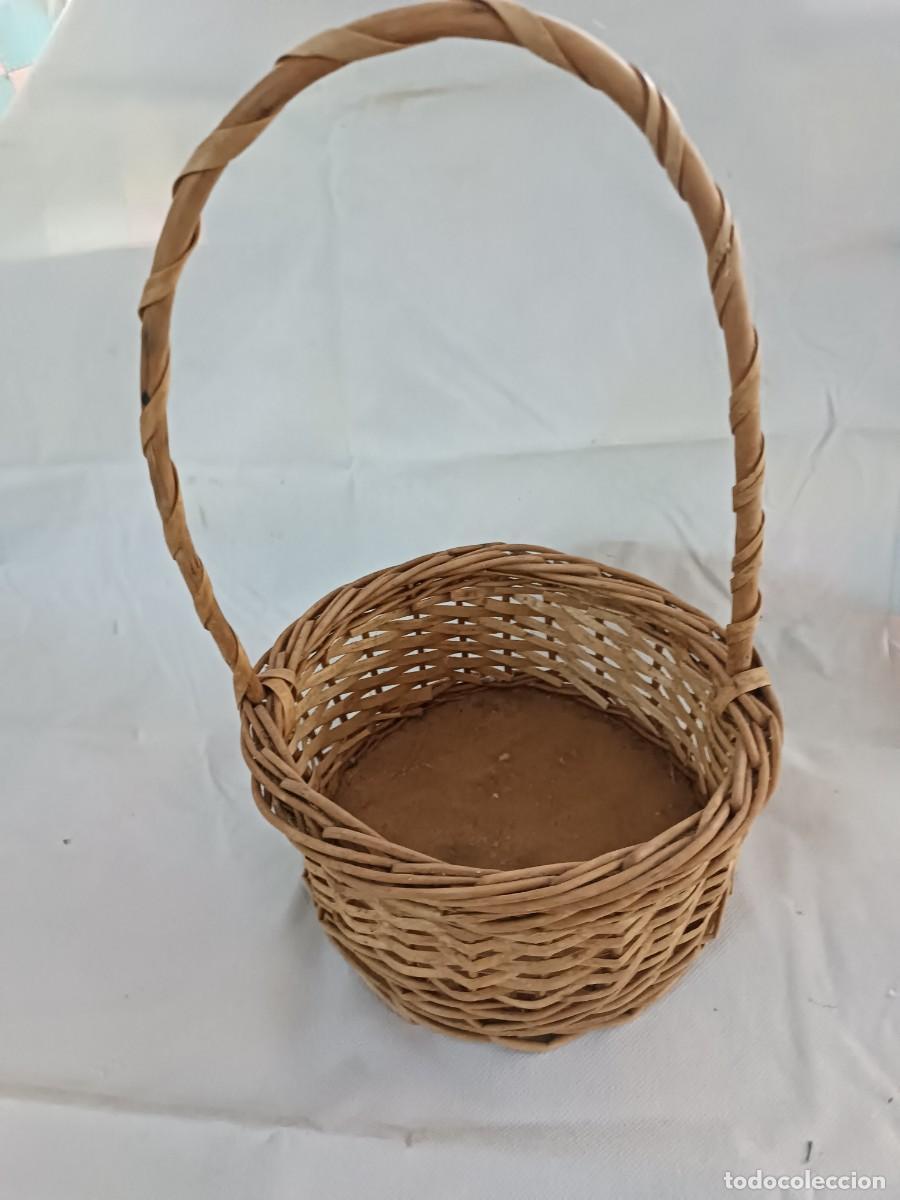 Vintage: Cesta de mimbre con asa - Foto 2