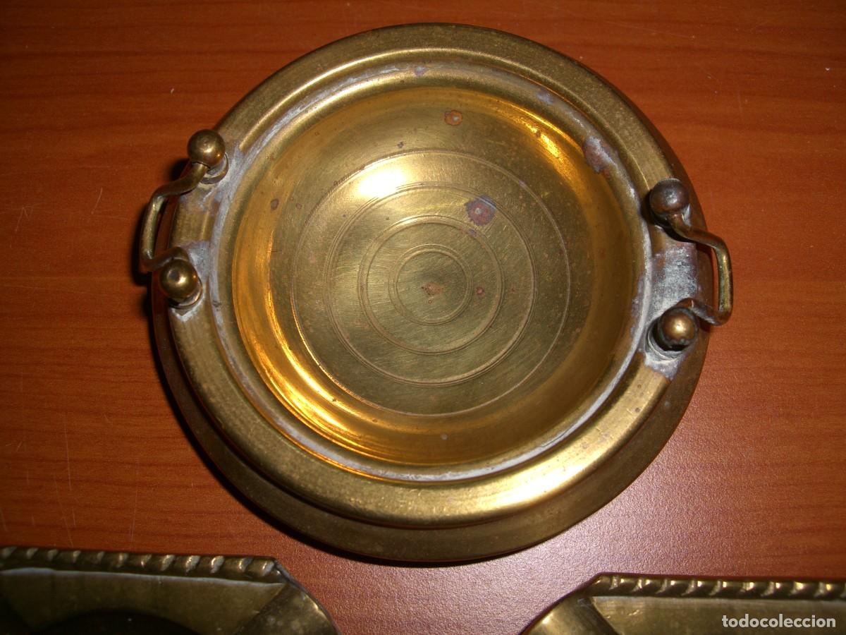 Vintage: LOTE DE 3 CENICEROS DE LAT&Oacute;N - Foto 3