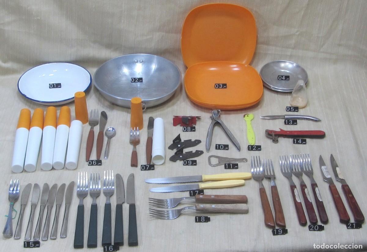 Vintage: 20 Refer PLATOS, CUBIERTOS, ABRIDORES, NAVAJA, SALERO para CAMPING PLAYA PICNIC. Usados y nuevos.