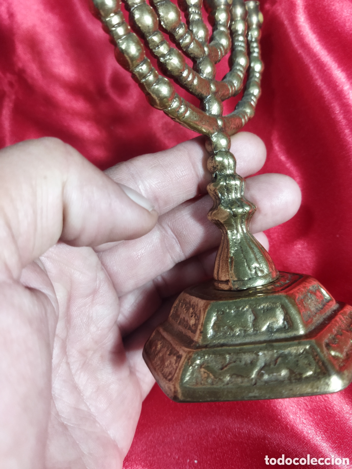 Vintage: Menor&aacute;h de bronce firmada - Foto 5