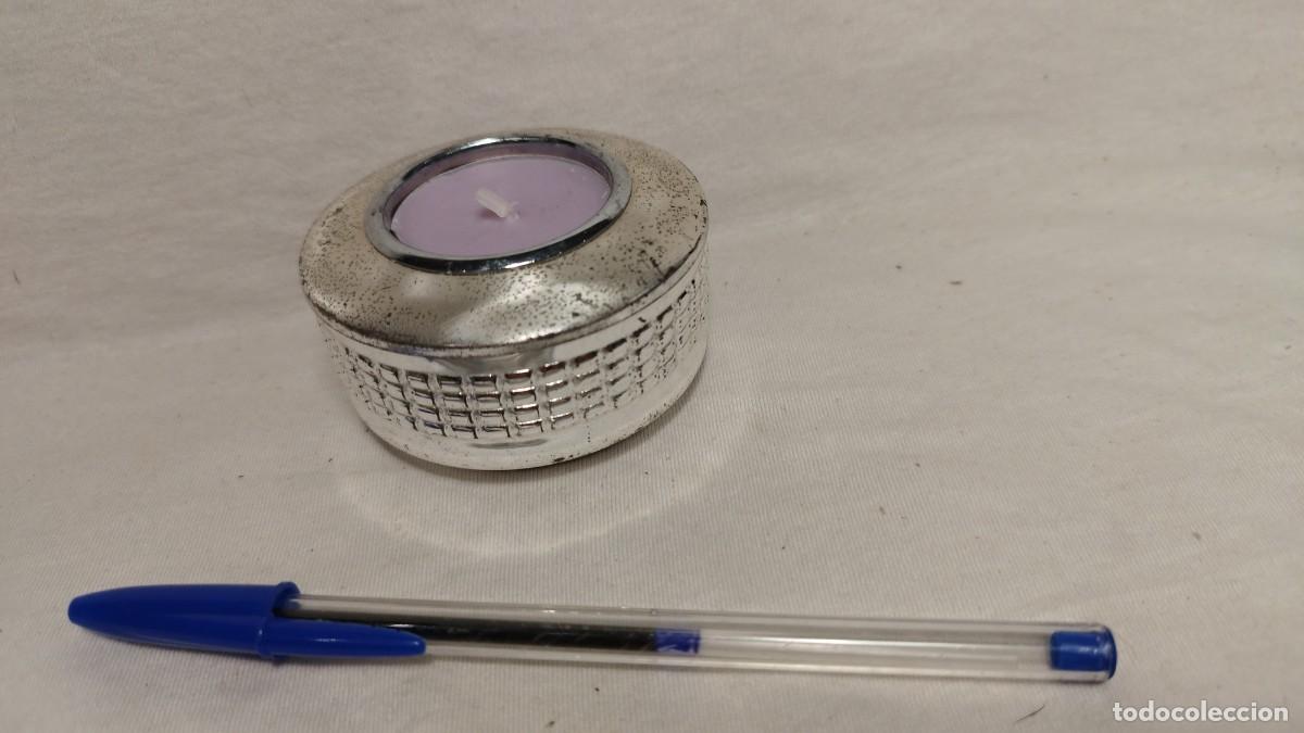 Vintage: Portavelas de metal plateado incluye la vela