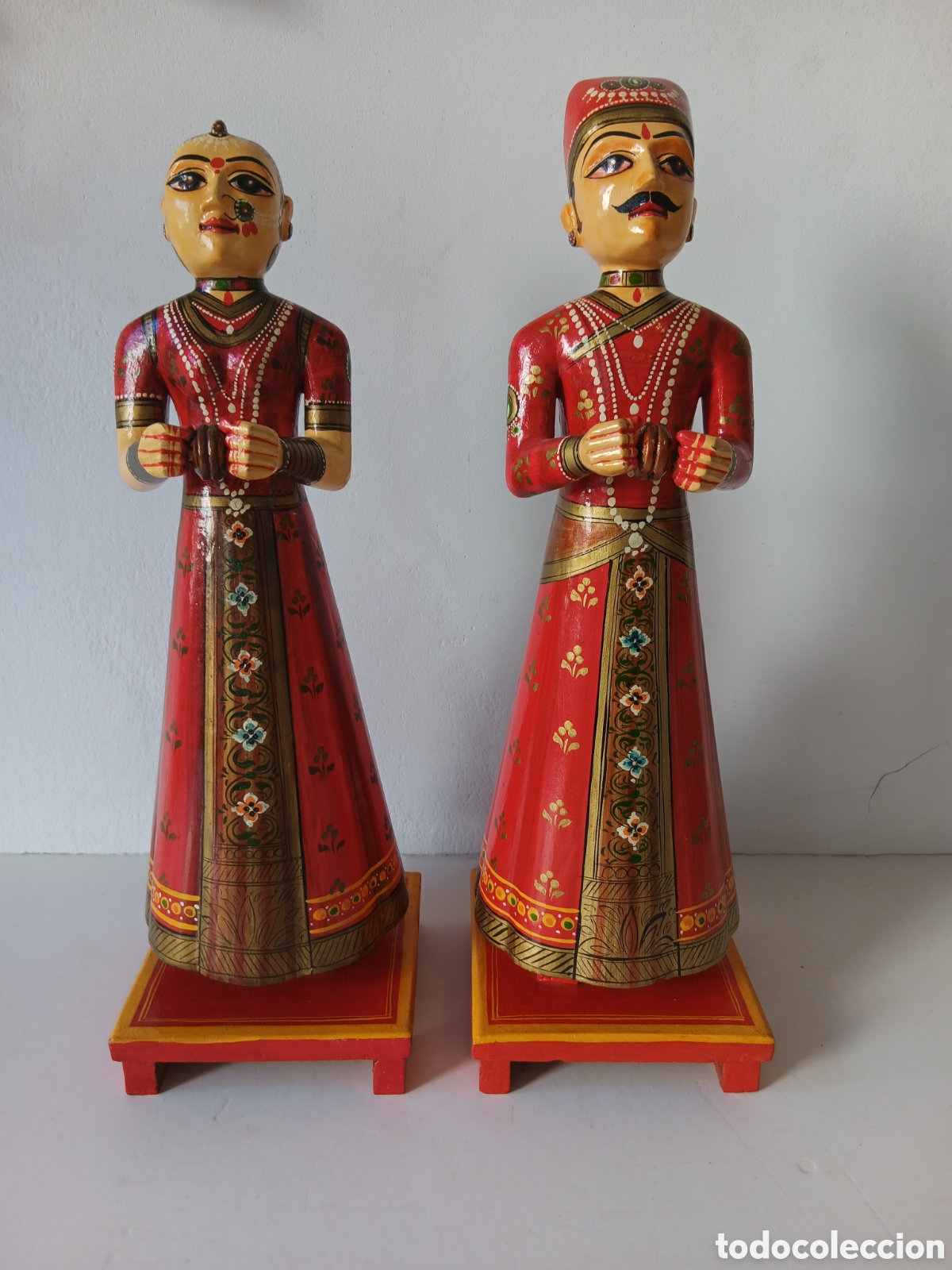 Vintage: GANGAUR PAREJA, FIGURAS DE MADERA - Foto 1