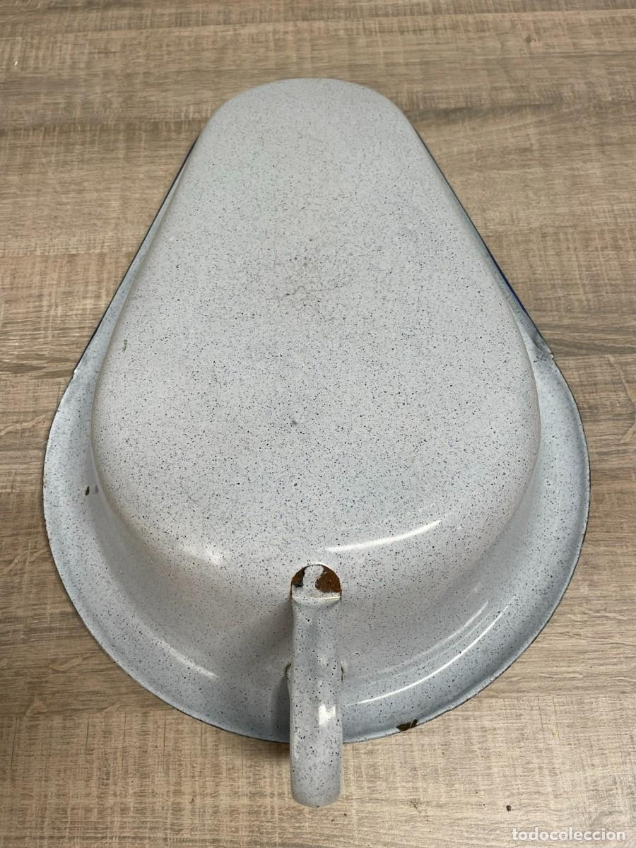 Vintage: ORINAL HIERRO ESMALTADO AZULADO CON FORMA DE CU&Ntilde;A - Foto 4