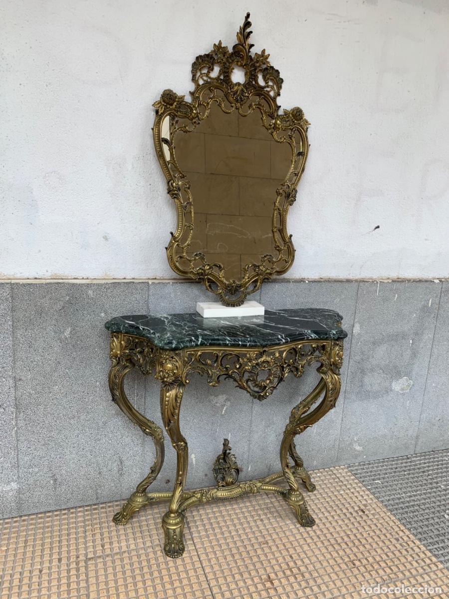 Vintage: Aparador bronce y m&aacute;rmol con espejo - Foto 2