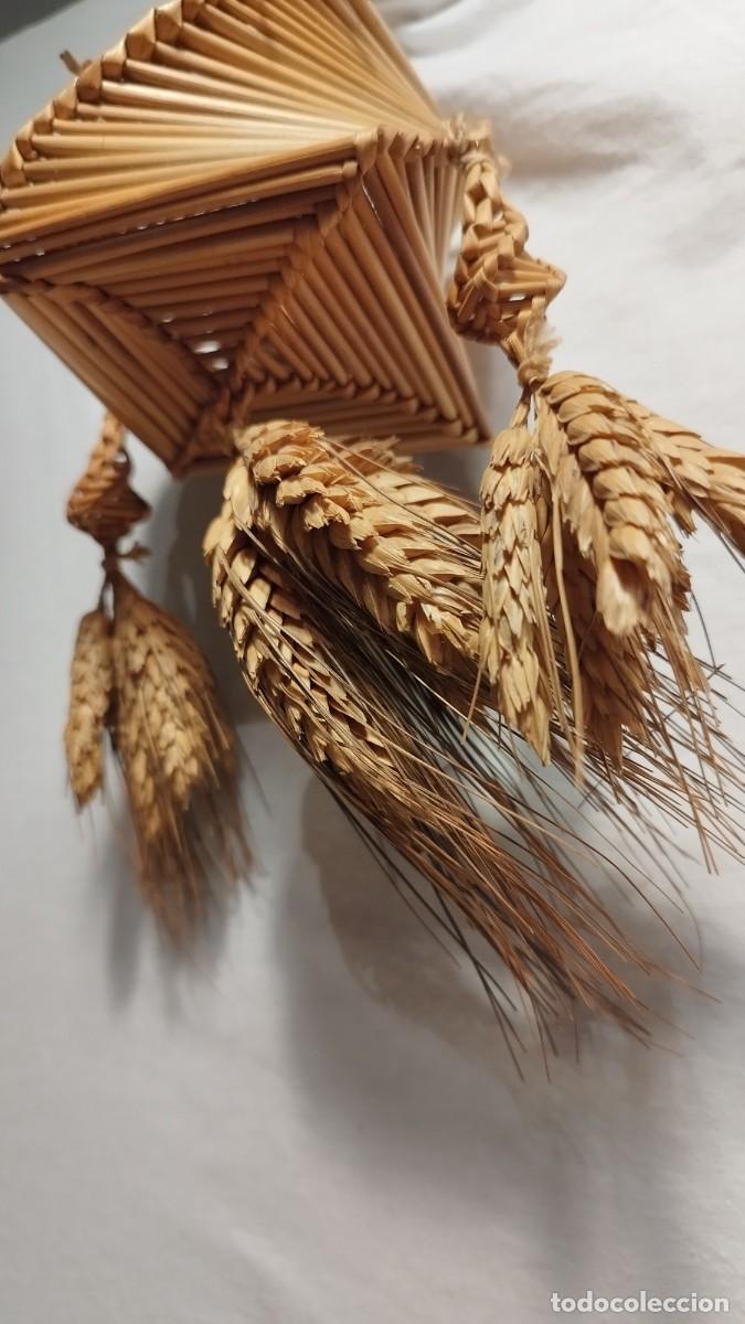 Vintage: Antigua Cesta de mimbre macram&eacute; y espigas - Foto 2