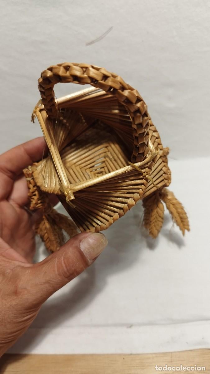 Vintage: Antigua Cesta de mimbre macram&eacute; y espigas - Foto 3