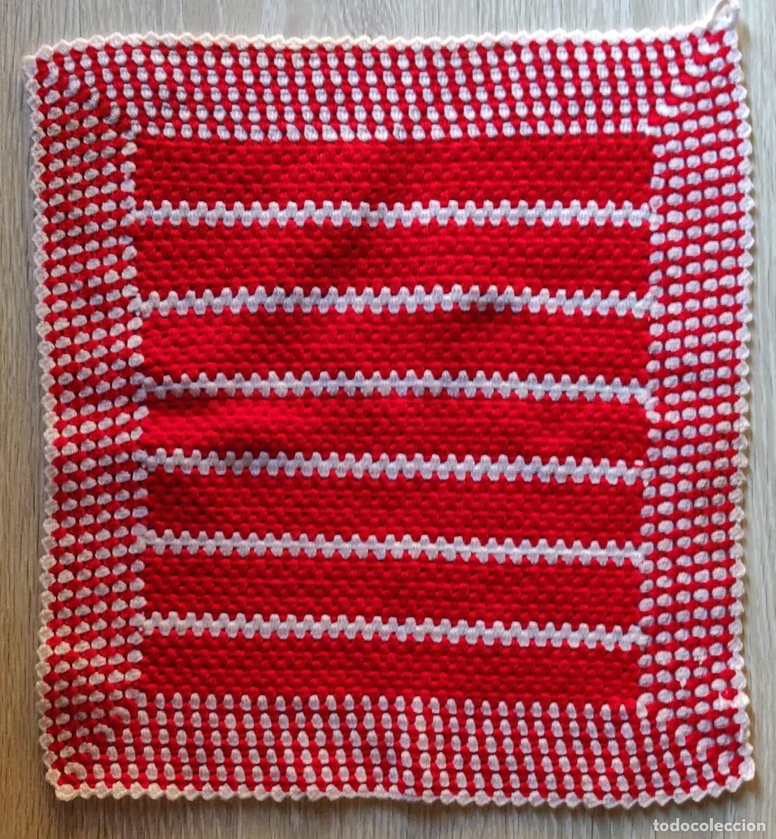 Vintage: Trapo de Cocina de Ganchillo.rojo y blanco - Foto 1