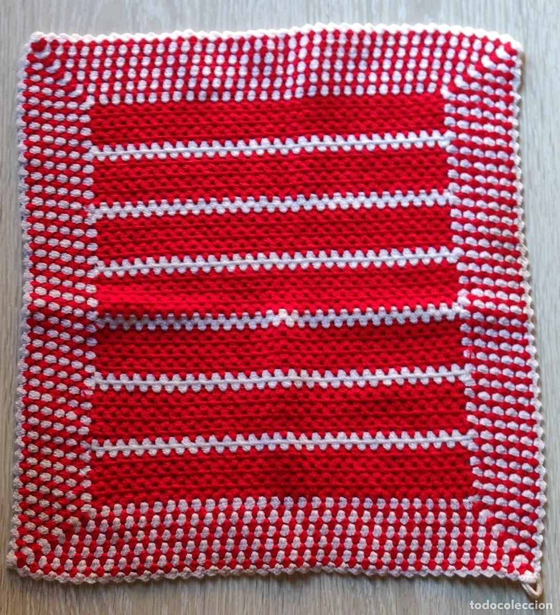 Vintage: Trapo de Cocina de Ganchillo.rojo y blanco - Foto 5