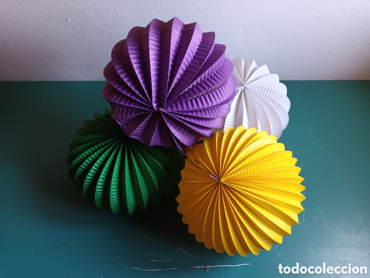 Vintage: 51 farolillos esf&eacute;ricos de papel. Decoraci&oacute;n para fiestas. 4 colores distintos.