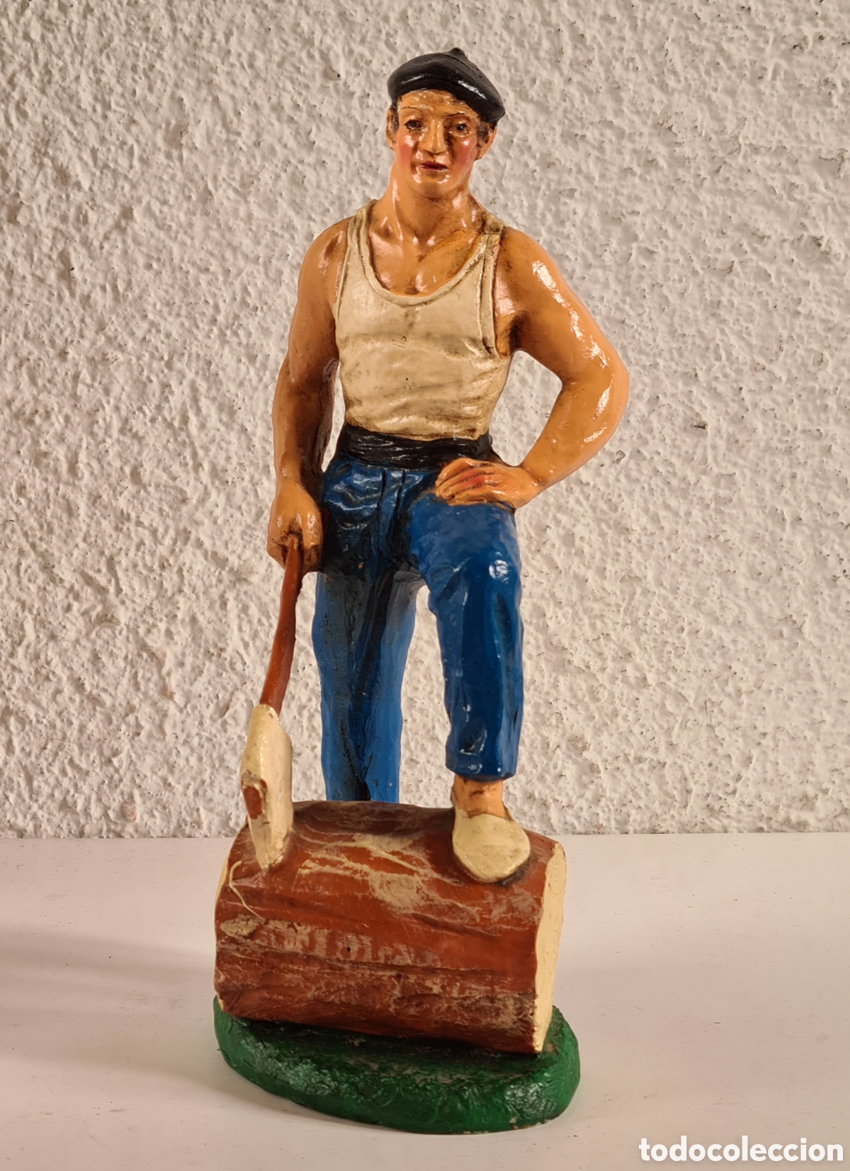 Vintage: Escultura Figura Aizkolari - Deporte Rural Pa&iacute;s Vasco - &Aacute;rbol Hacha Le&ntilde;ador